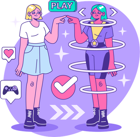Girl playing game  Illustration