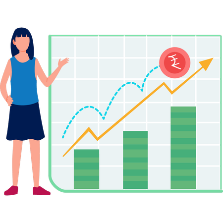 Girl pointing at finance chart  Illustration