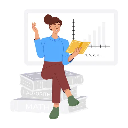 Girl preparing for exam  Illustration