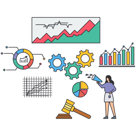 Girl showing Market Value  Illustration