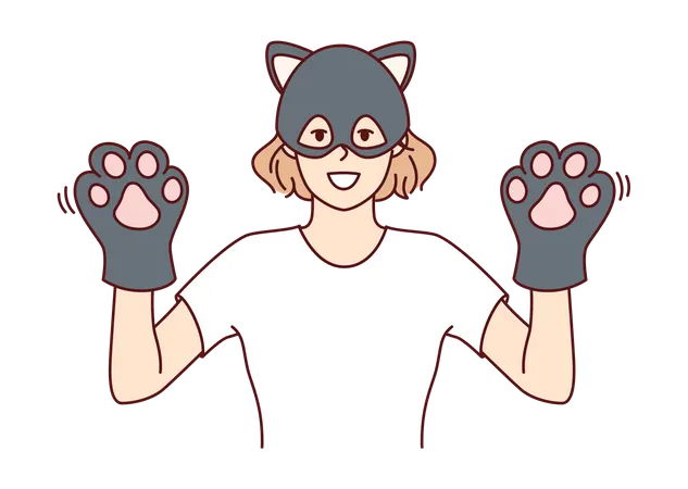 Girl wearing cat costume  Illustration