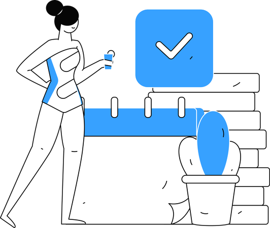 Girl with Appointment Coordination  Illustration