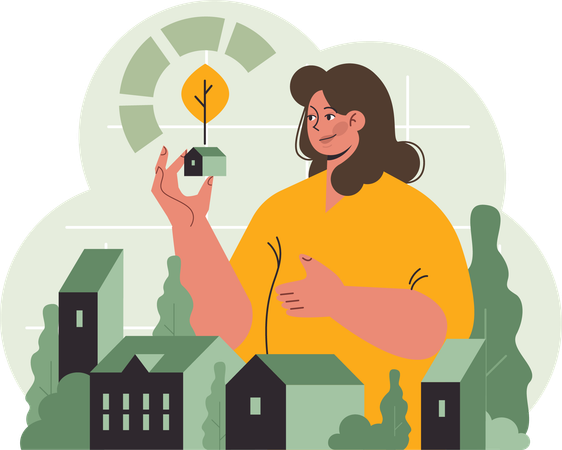 Girl with eco friendly idea  Illustration