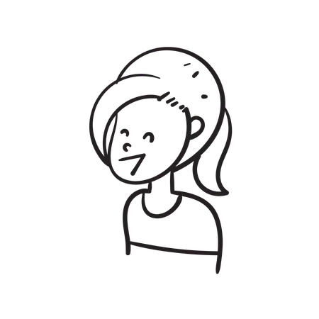 Girl with old hairstyle smiling  Illustration