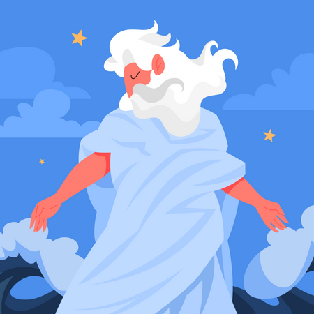 God creating ocean  Illustration