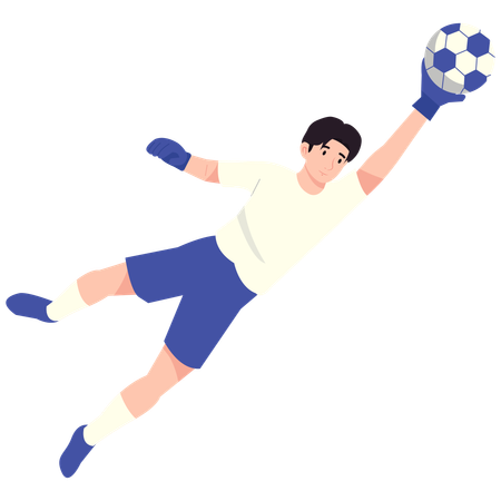Goleiro fazendo defesa aérea  Ilustração