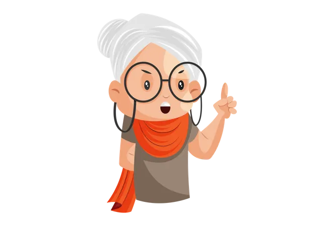 Grandmother is pointing the finger  Illustration