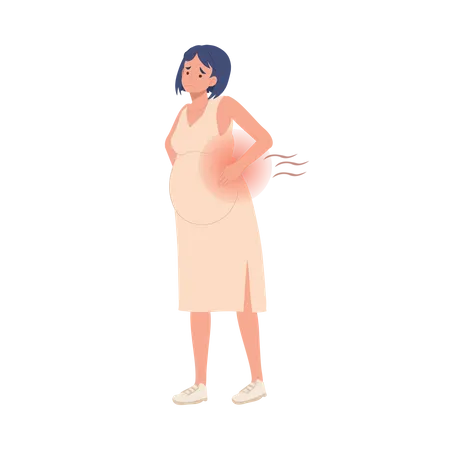 Mulher grávida com dor nas costas  Ilustração