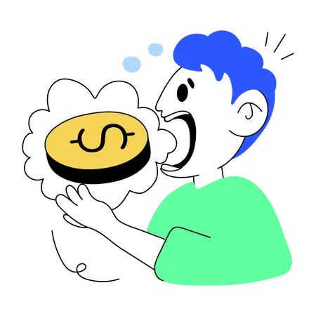 Greedy person  Illustration