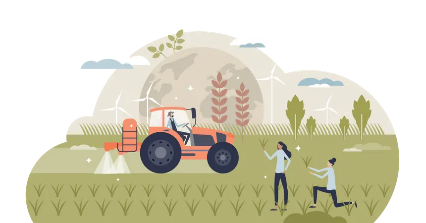 Green revolution and agriculture productivity increase  Illustration
