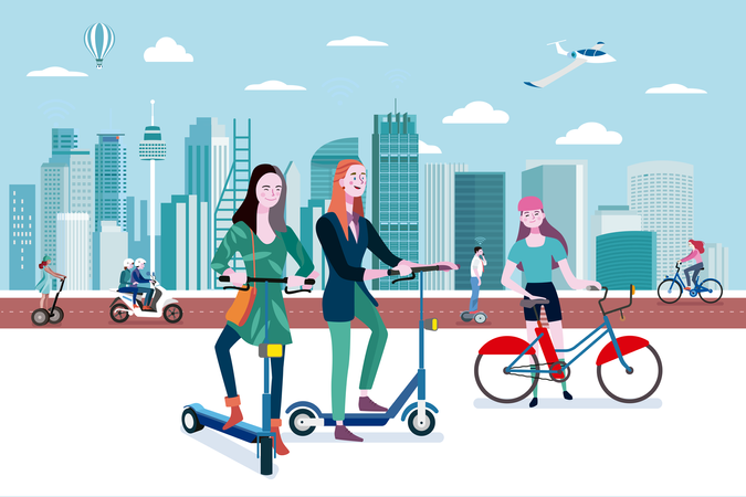 Green transport in a smart city  Illustration