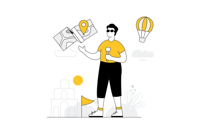 Guia turístico e mapa  Ilustração