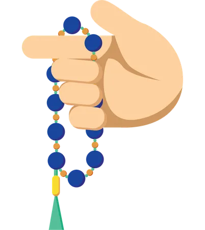 Hand Holding Prayer Beads  Illustration