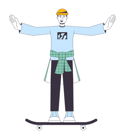 Handsome skater waving  Illustration