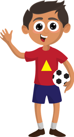 Happy Football Player Holding Ball  Illustration