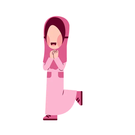 Happy Hijab Girl  Illustration