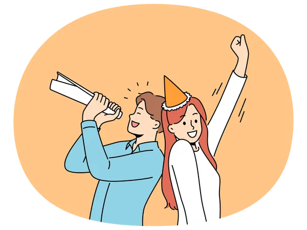 Happy people celebrate party together  Illustration