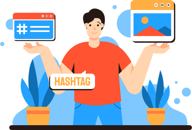 Hashtag Promotion On Media social  Illustration