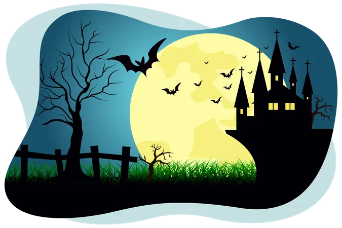 Haunted villa Illustration