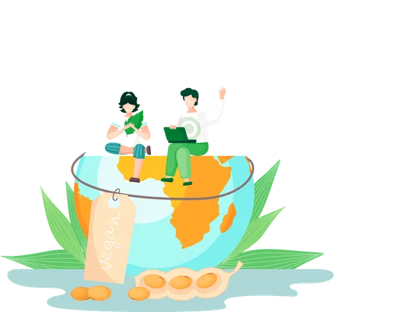 Healthy food, vegan, vegetarian and care for nature  Illustration
