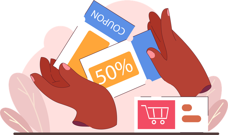 Tenir un coupon de réduction pour les achats  Illustration