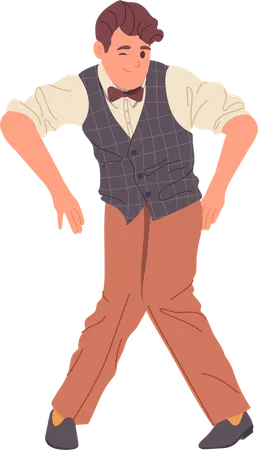Hombre bailando y guiñando un ojo  Ilustración