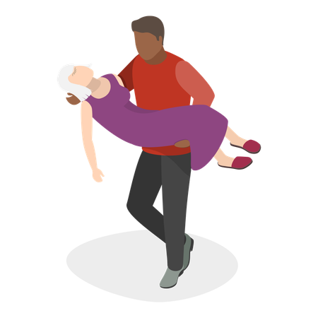Hombre cargando a una mujer para primeros auxilios médicos  Ilustración