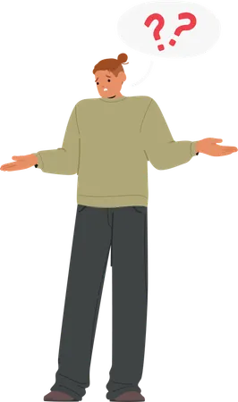 Homem confuso dando de ombros sentindo-se incompreendido fazendo várias perguntas  Ilustração