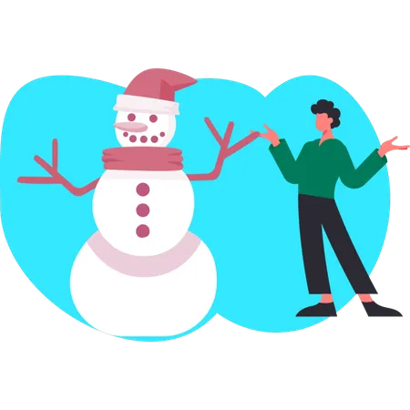 Homem fala sobre boneco de neve  Ilustração