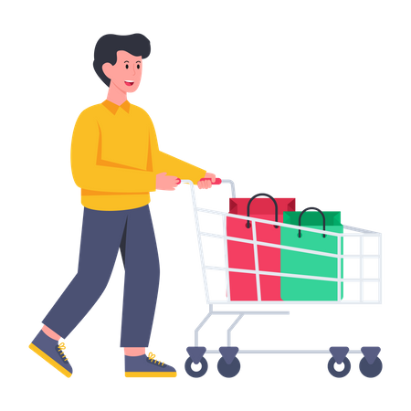 Homem fazendo compras  Ilustração