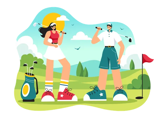 Homem jogando golfe  Ilustração