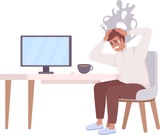 Homem nervoso assistindo TV  Ilustração