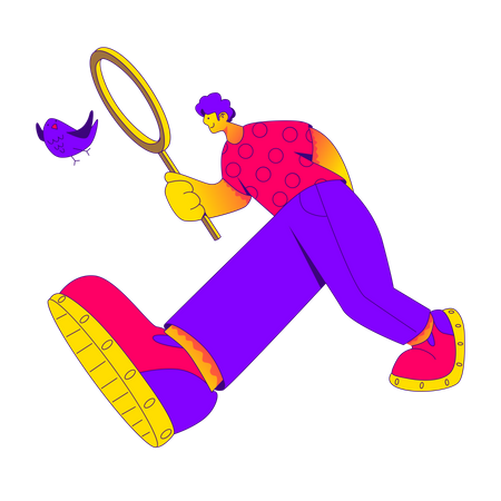 Homem procurando resultado com lupa  Ilustração