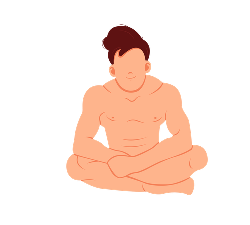 Homem sentado e relaxando na sauna  Ilustração