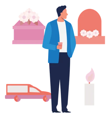 Homme brûlant une bougie à partir de cire de paraffine  Illustration