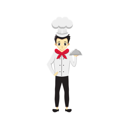 Chef masculin tenant un plat  Illustration