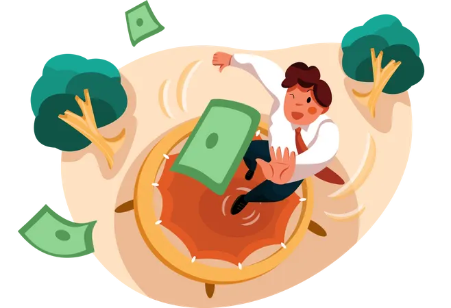 Homme d'affaires courant vers l'argent  Illustration