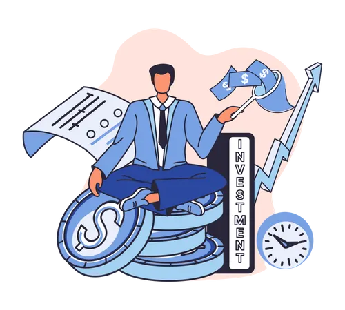 Un homme d'affaires qui augmente les retours sur investissement  Illustration