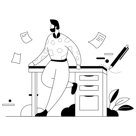 Homme d'affaires faisant de la paperasse  Illustration