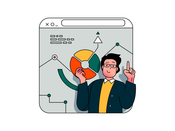 Homme d'affaires faisant une analyse financière  Illustration