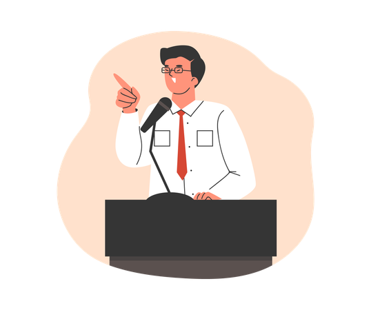Homme d'affaires donnant un discours d'affaires  Illustration