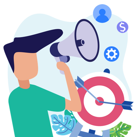 Homme faisant du marketing  Illustration