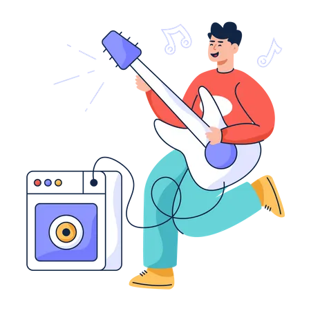 Homme jouant de la guitare  Illustration