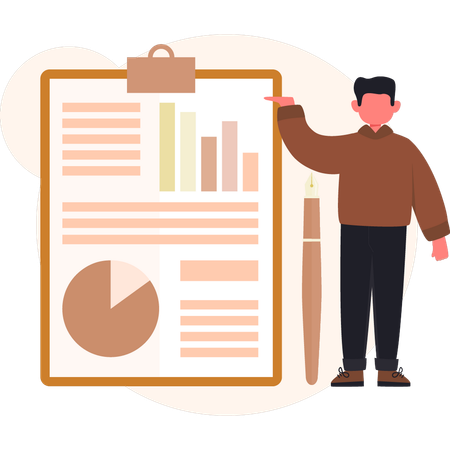 Homme montrant un graphique du presse-papiers  Illustration