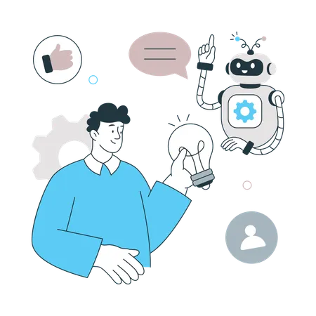 Homme travaillant sur l'automatisation collaborative  Illustration