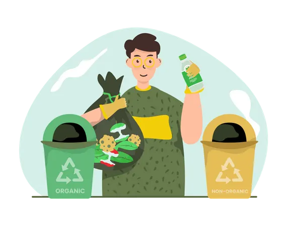 Tri des déchets organiques et non organiques  Illustration