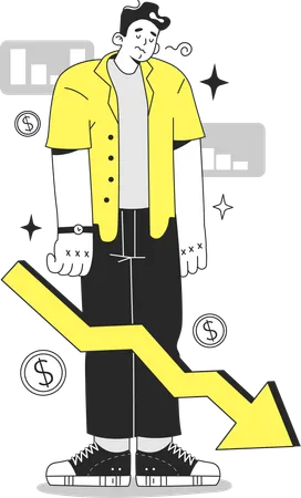 Homme triste pour une perte financière  Illustration
