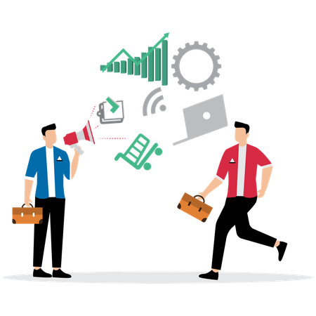 Les gens d'affaires travaillant sur la transformation numérique  Illustration