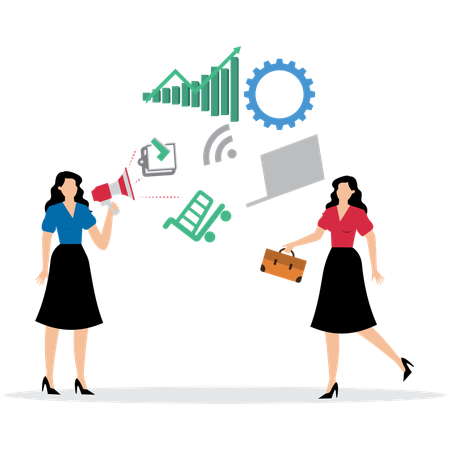 Les gens d'affaires travaillant sur la transformation numérique  Illustration