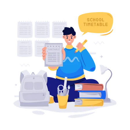 Emploi du temps scolaire  Illustration